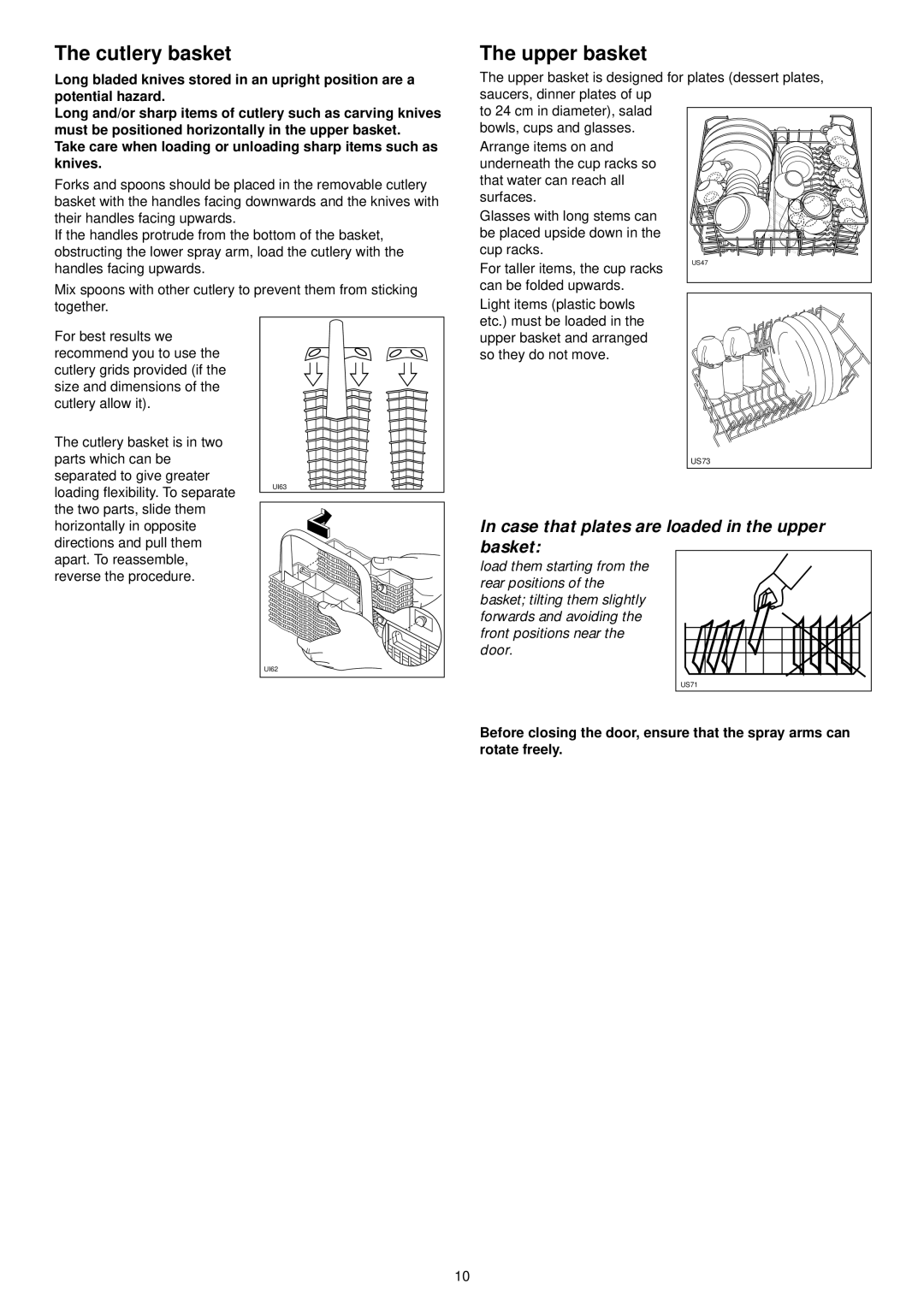 Zanussi ZSF 6152 manual Cutlery basket, Upper basket 