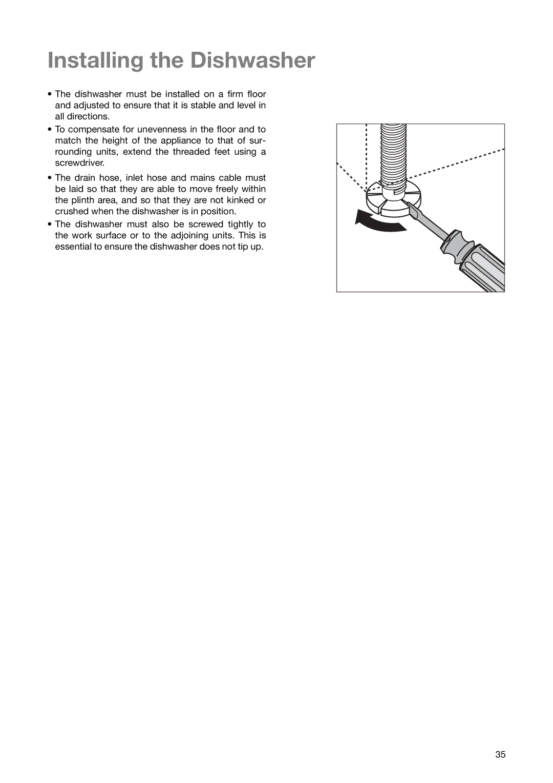 Zanussi ZSF 6171 manual Installing the Dishwasher 