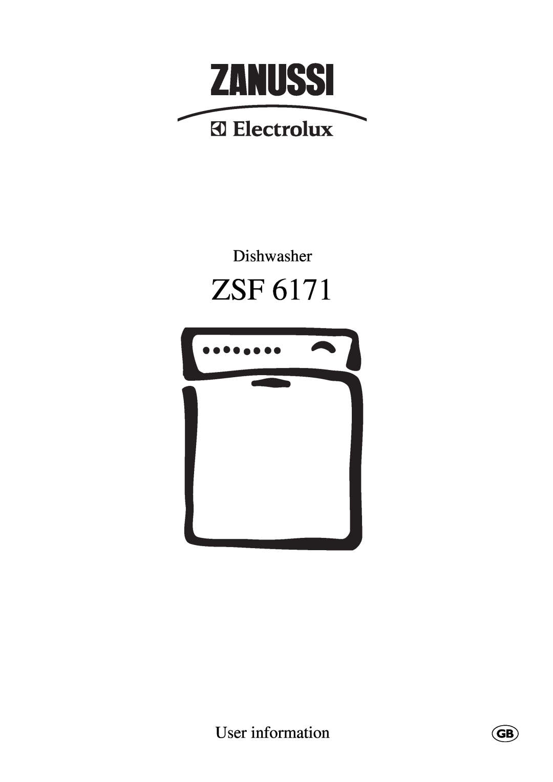 Zanussi ZSF 6171 manual Dishwasher, User information 