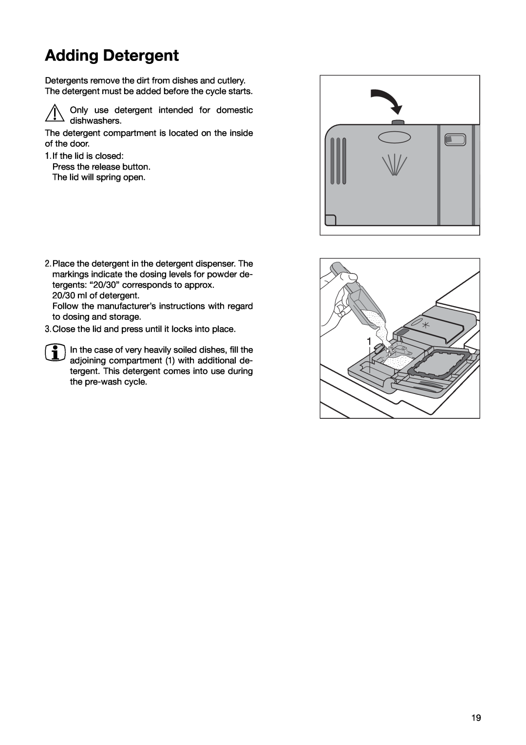 Zanussi ZSF 6171 manual Adding Detergent 