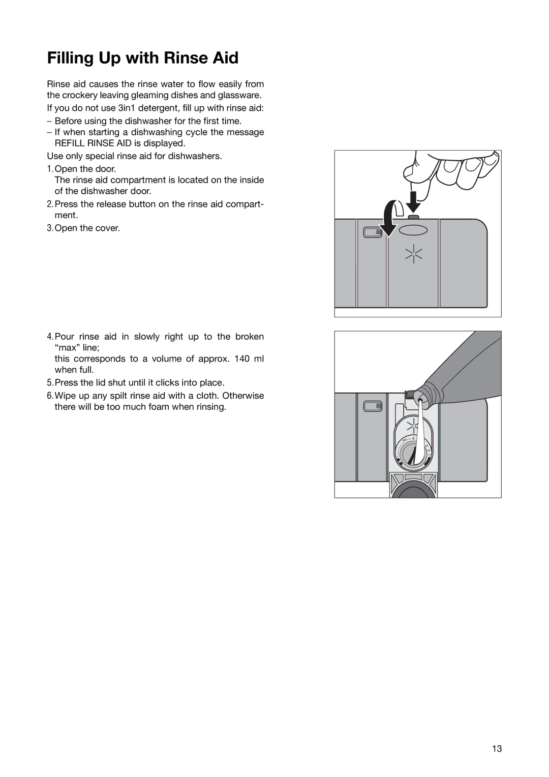 Zanussi ZSF 6280 manual Filling Up with Rinse Aid 