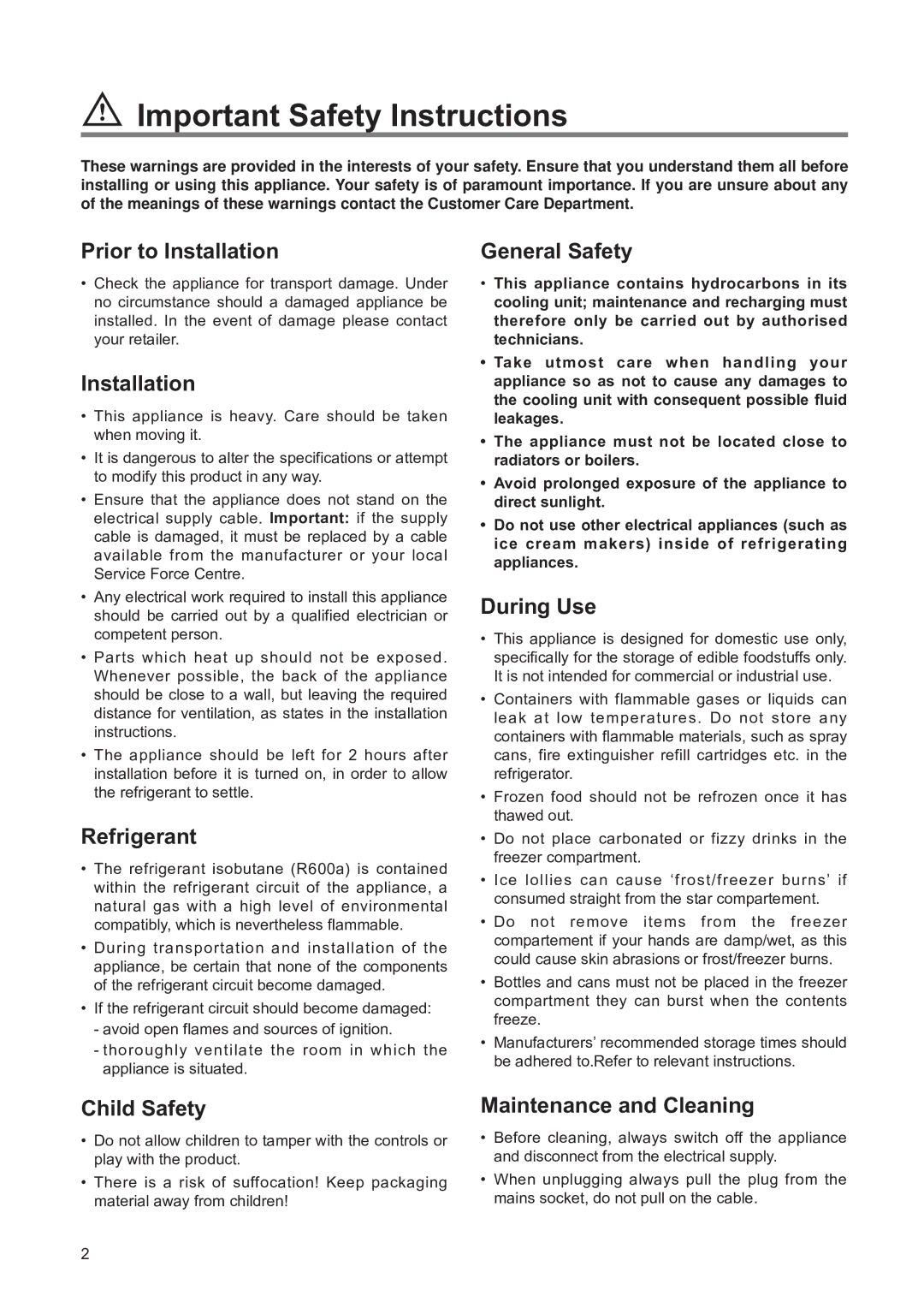 Zanussi ZSS 7/5 W, ZSS 7/5 X manual Important Safety Instructions 