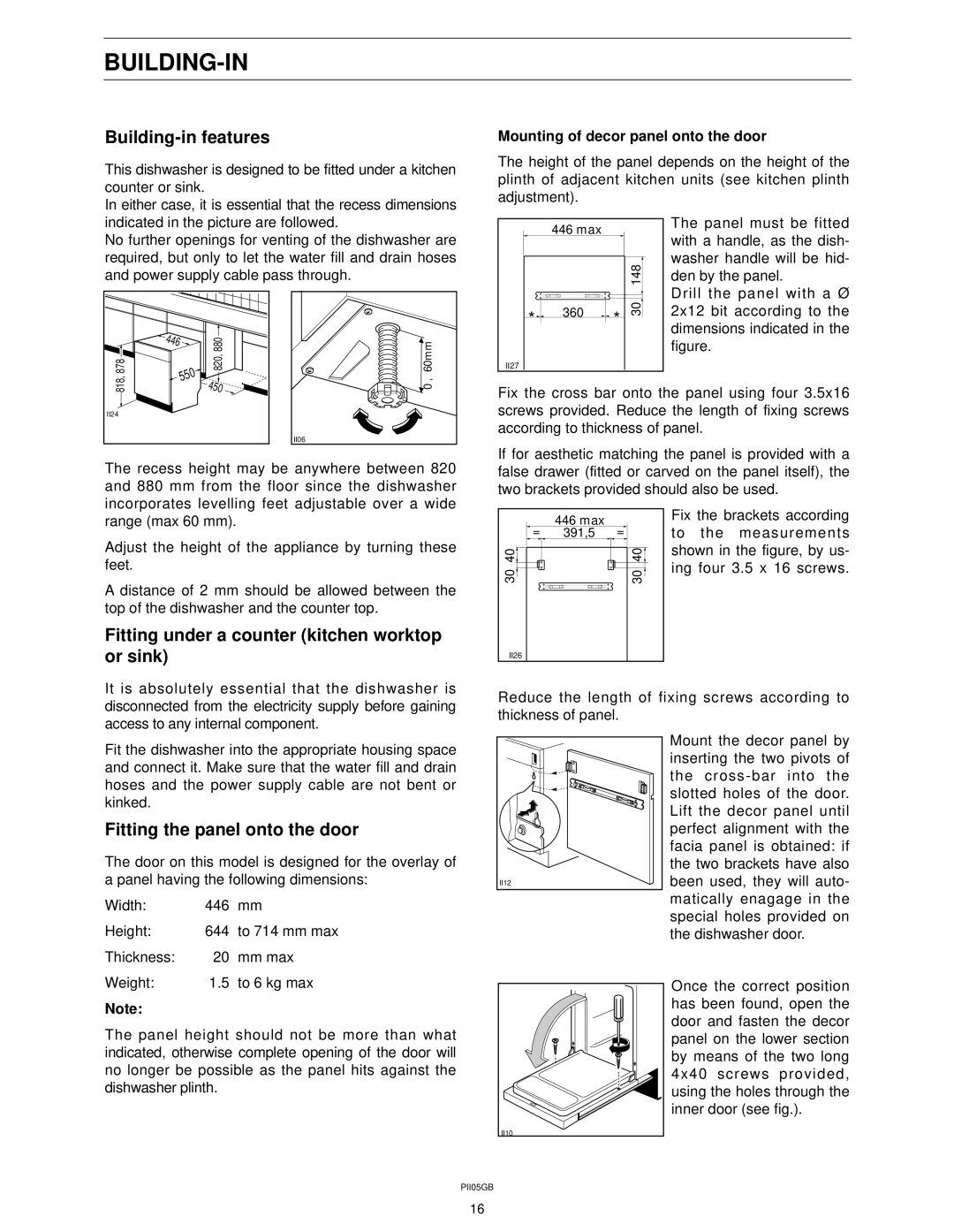 Zanussi ZT 415 manual Building-In, Building-in features, Fitting under a counter kitchen worktop or sink 