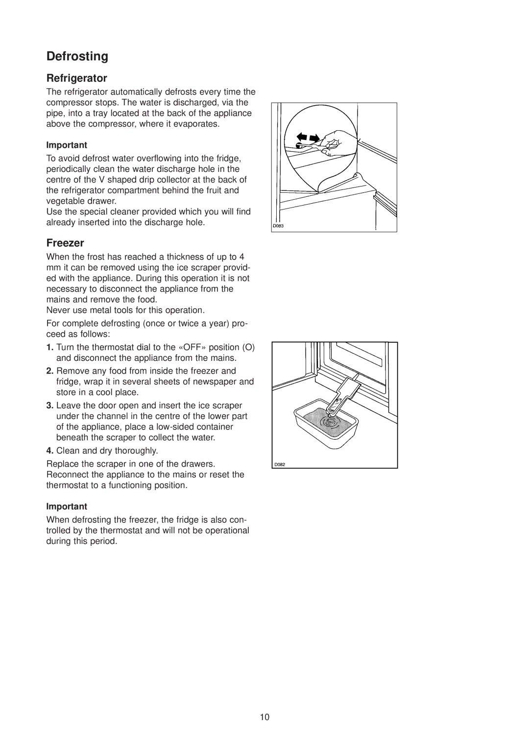 Zanussi ZT 45/30 manual Defrosting, Refrigerator 