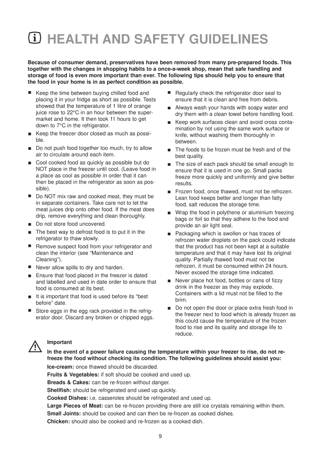 Zanussi ZT 45/30 manual Health and Safety Guidelines 