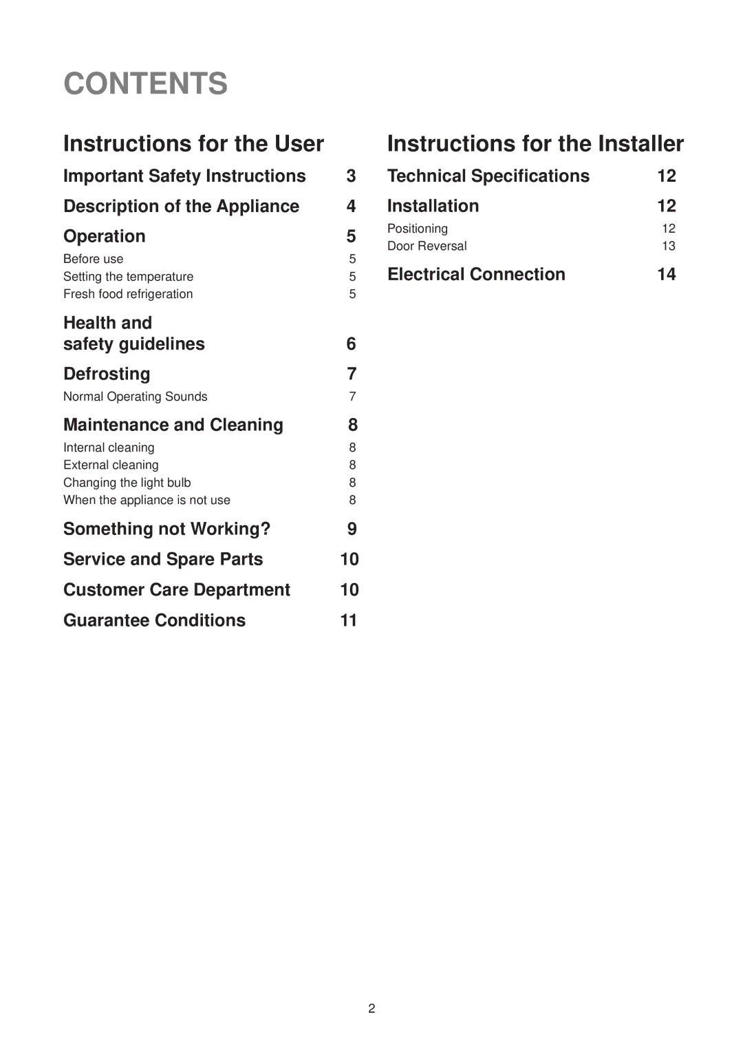 Zanussi ZT 51 RL manual Contents 