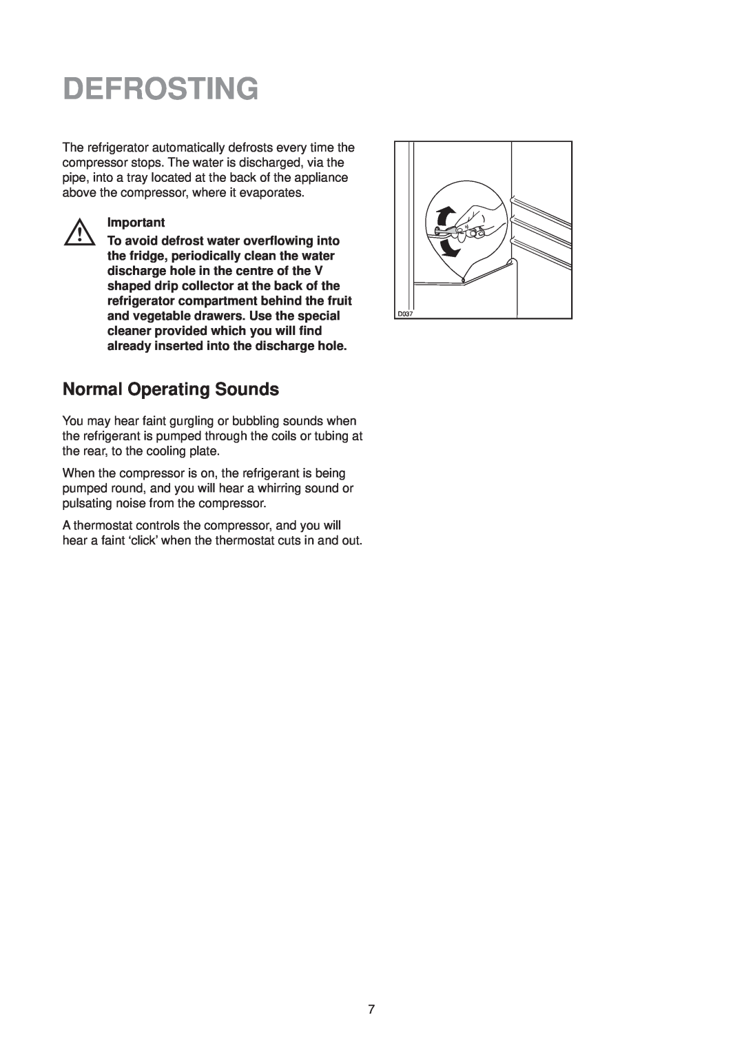 Zanussi ZT 51 RL manual Defrosting, Normal Operating Sounds 