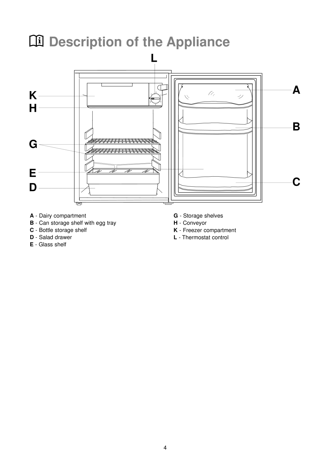 Zanussi ZT 51/2 R manual Description of the Appliance 