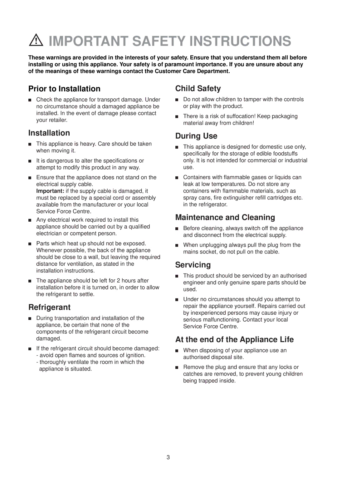 Zanussi ZT 56 RL manual Important Safety Instructions 