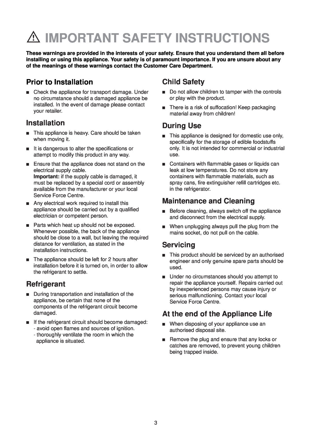 Zanussi ZT 56 RL manual Important Safety Instructions 