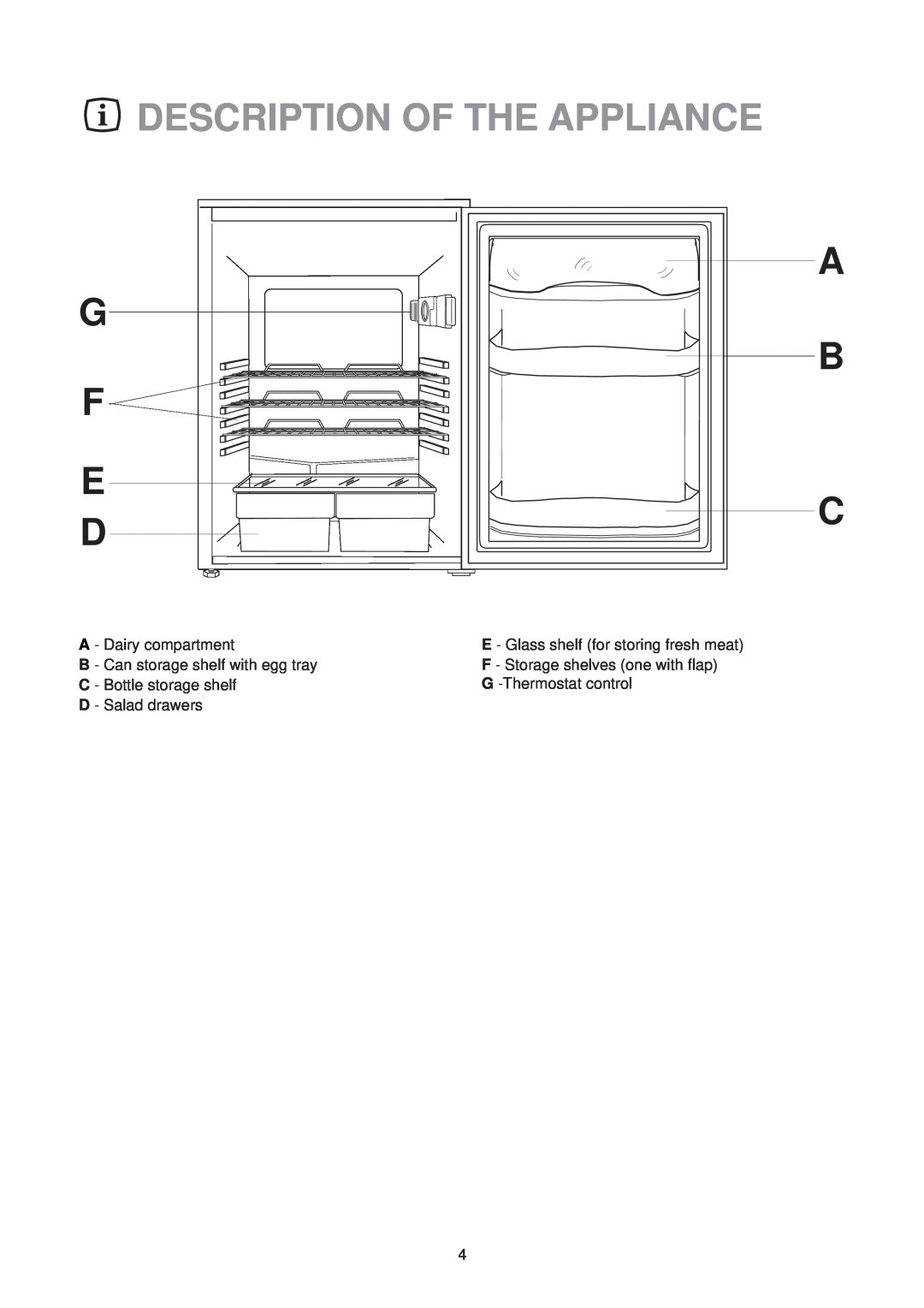 Zanussi ZT 56 RL manual Description Of The Appliance 