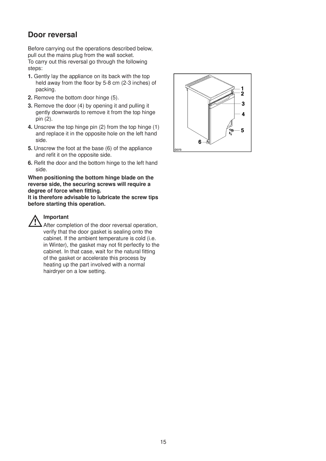 Zanussi ZT 56/2 R manual Door reversal 