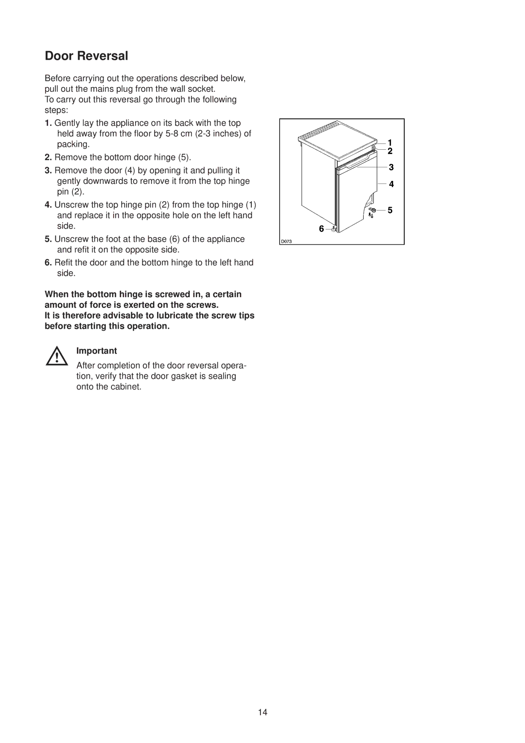 Zanussi ZT 57 RM manual Door Reversal 