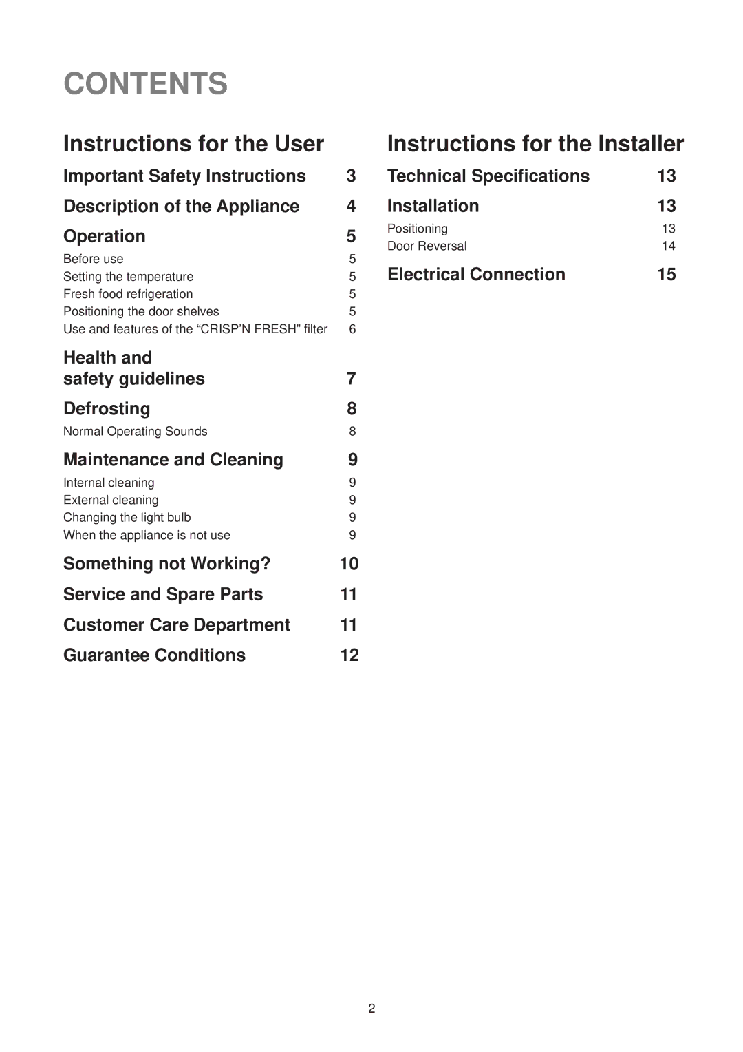 Zanussi ZT 57 RM manual Contents 