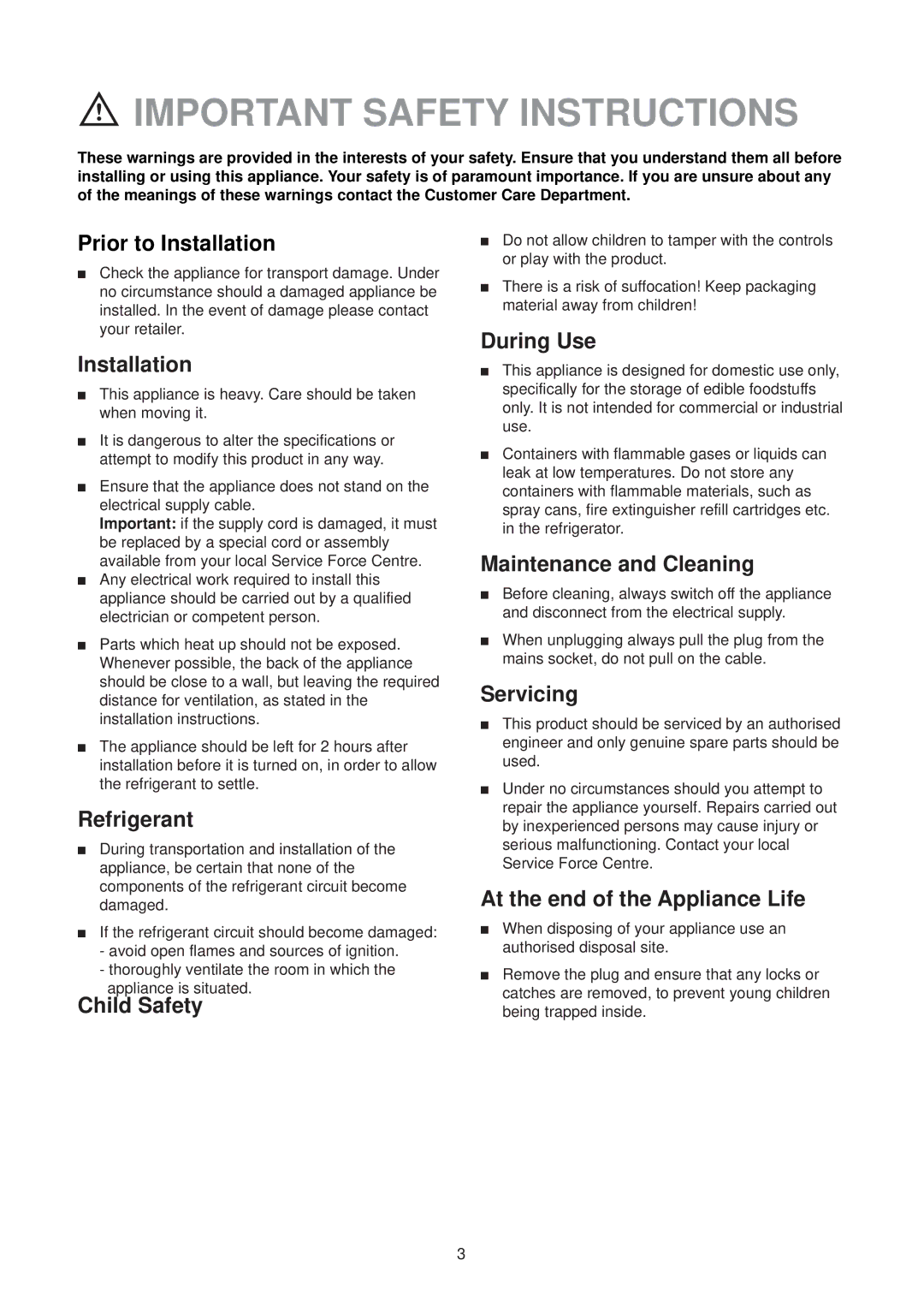 Zanussi ZT 57 RM manual Important Safety Instructions 