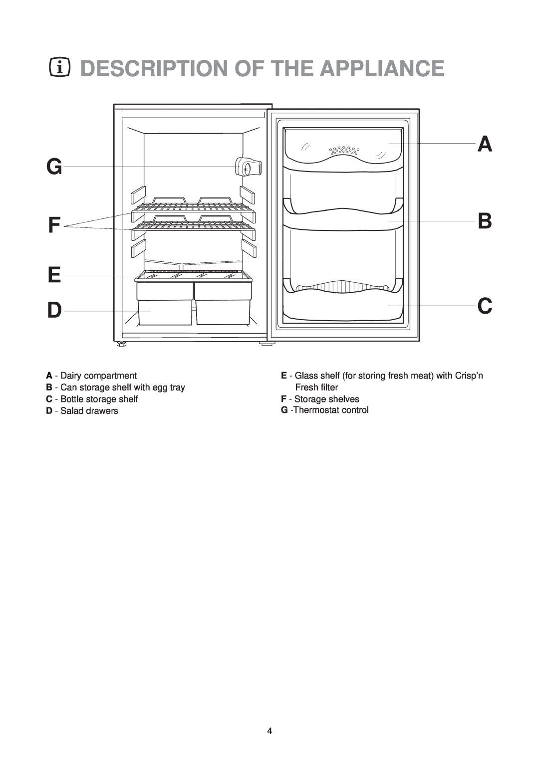 Zanussi ZT 57 RM manual Description Of The Appliance 