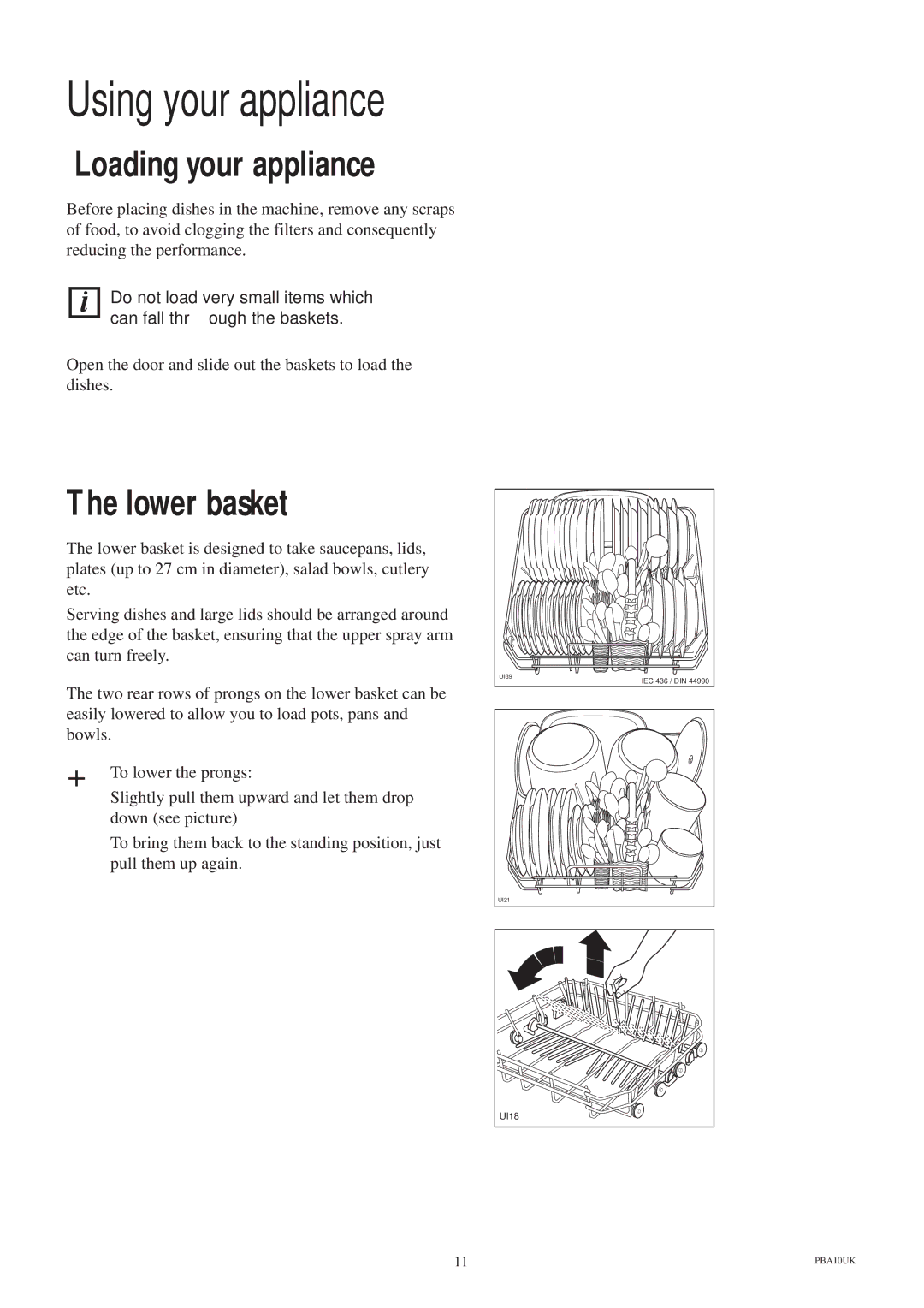 Zanussi ZT 685 manual Using your appliance, Loading your appliance, Lower basket 