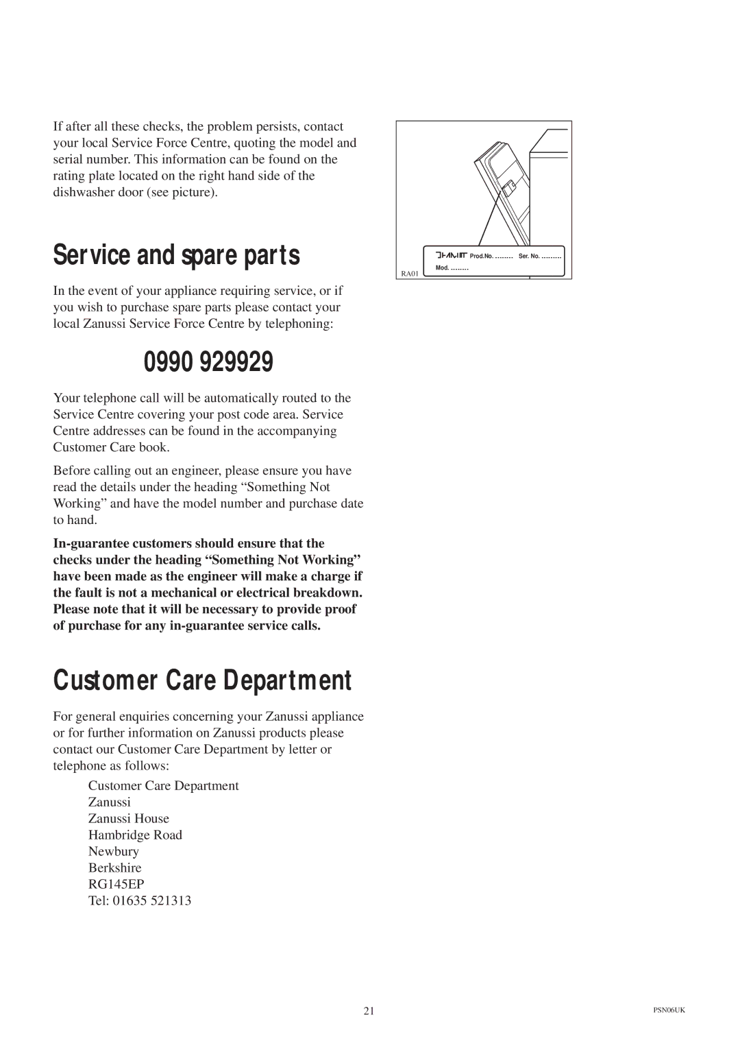 Zanussi ZT 685 manual Service and spare parts, 0990 