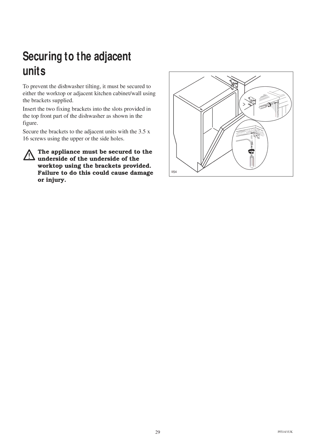 Zanussi ZT 685 manual Securing to the adjacent units 