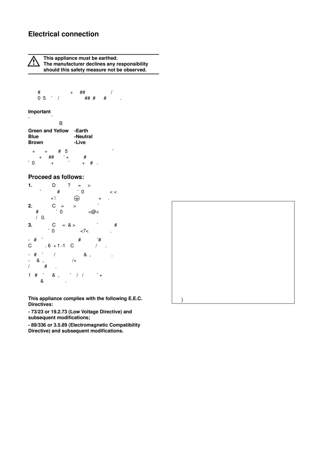 Zanussi ZT 6905 manual Electrical connection, Proceed as follows 