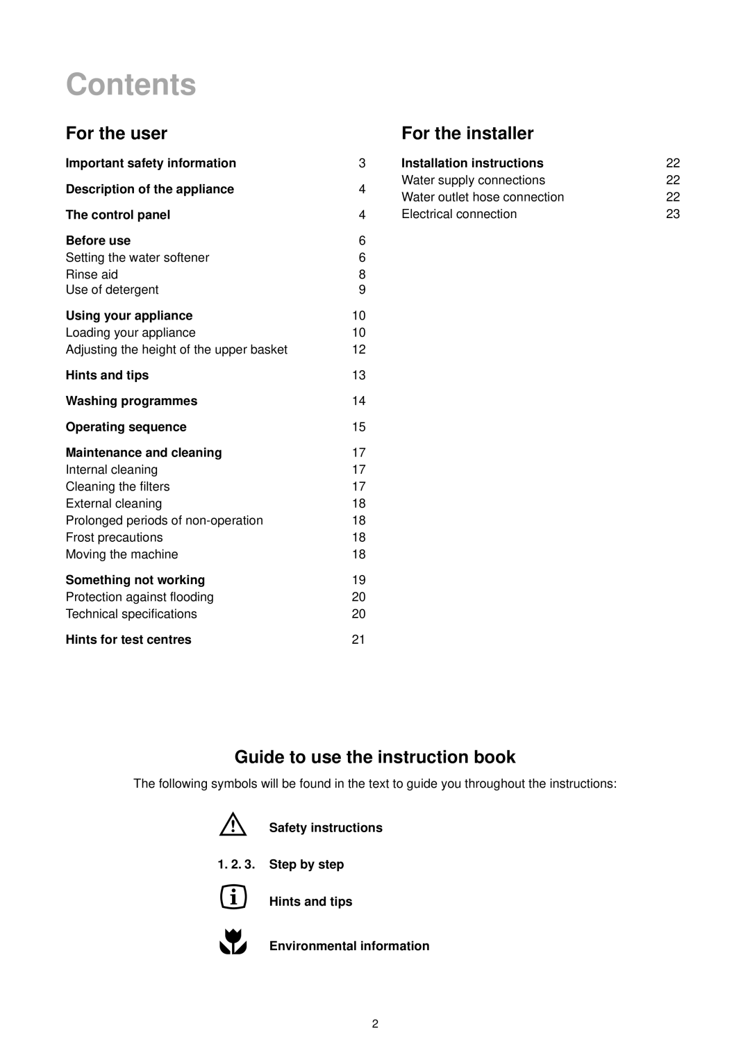 Zanussi ZT 6910 manual Contents 