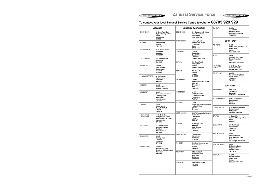 Zanussi ZT 695 manual Midlands 