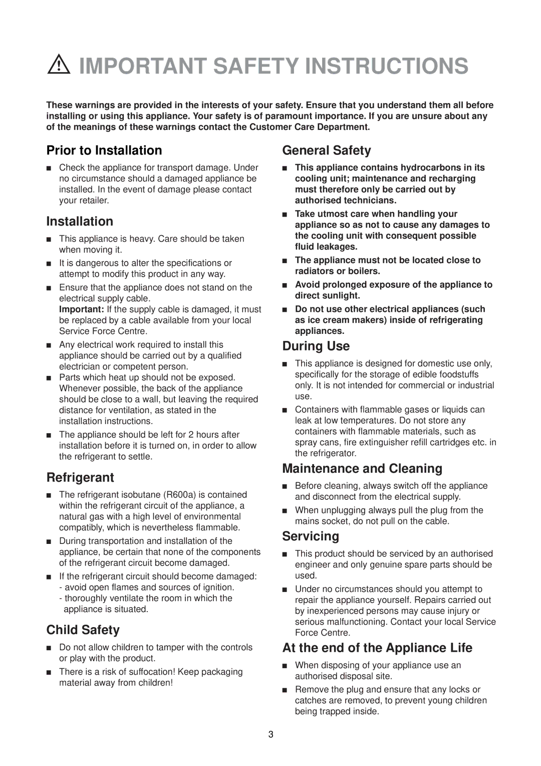 Zanussi ZTR 56 RL, ZTR 56 RN manual Important Safety Instructions 