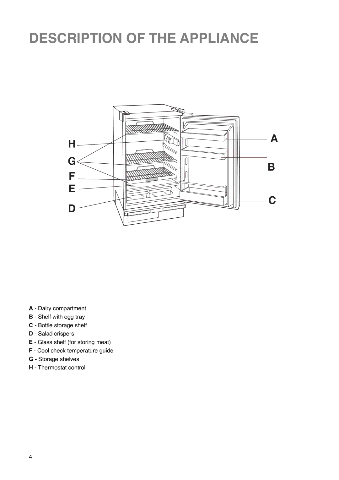 Zanussi ZU 7115 manual Description of the Appliance 