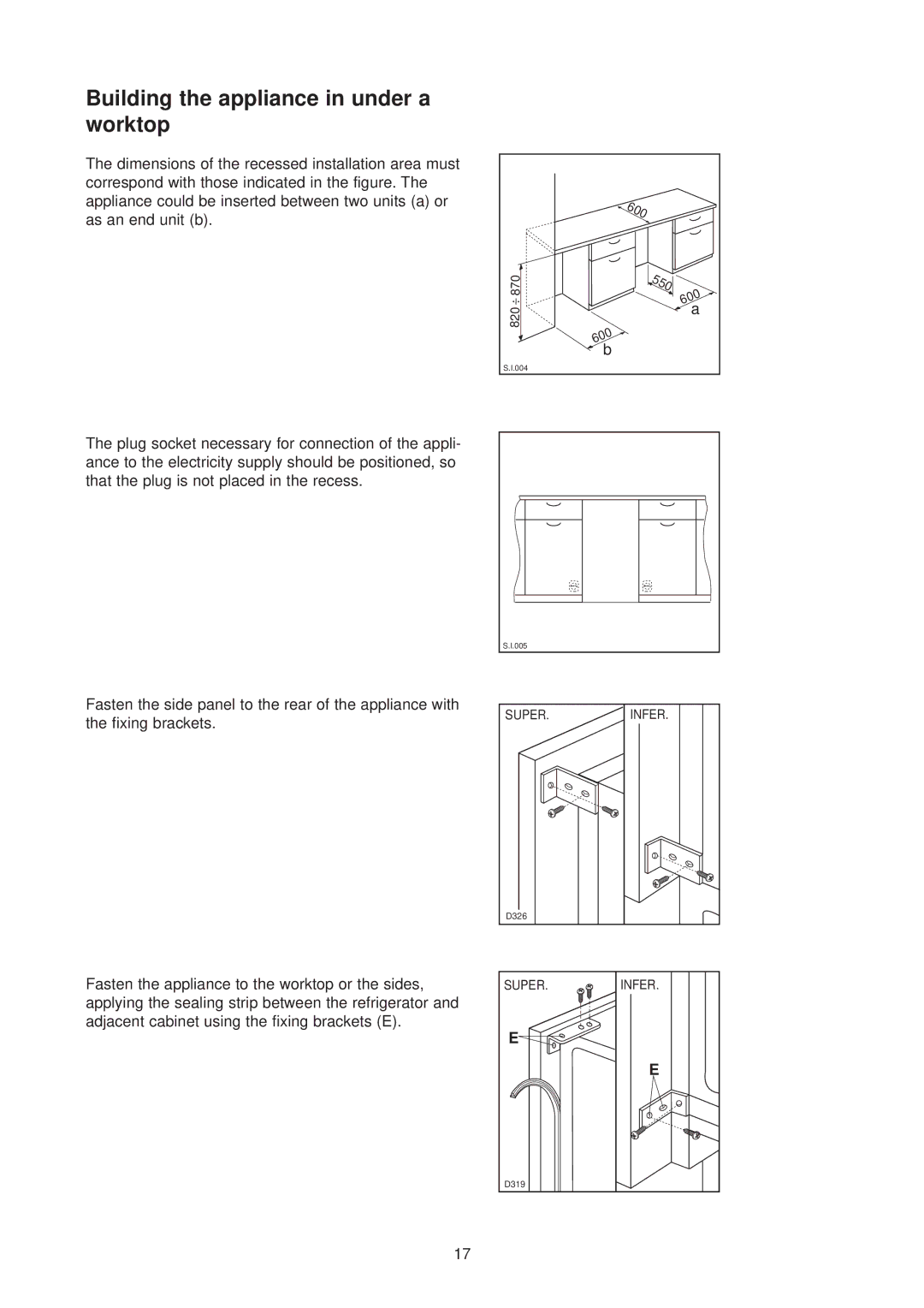 Zanussi ZU 7155 manual Building the appliance in under a worktop, 550 