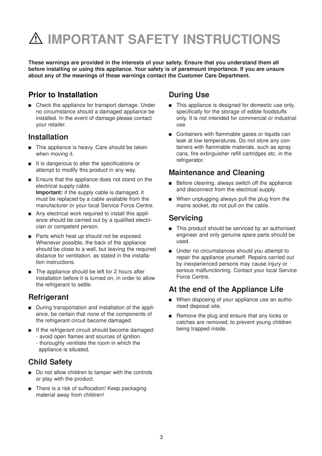 Zanussi ZU 7155 manual Important Safety Instructions 