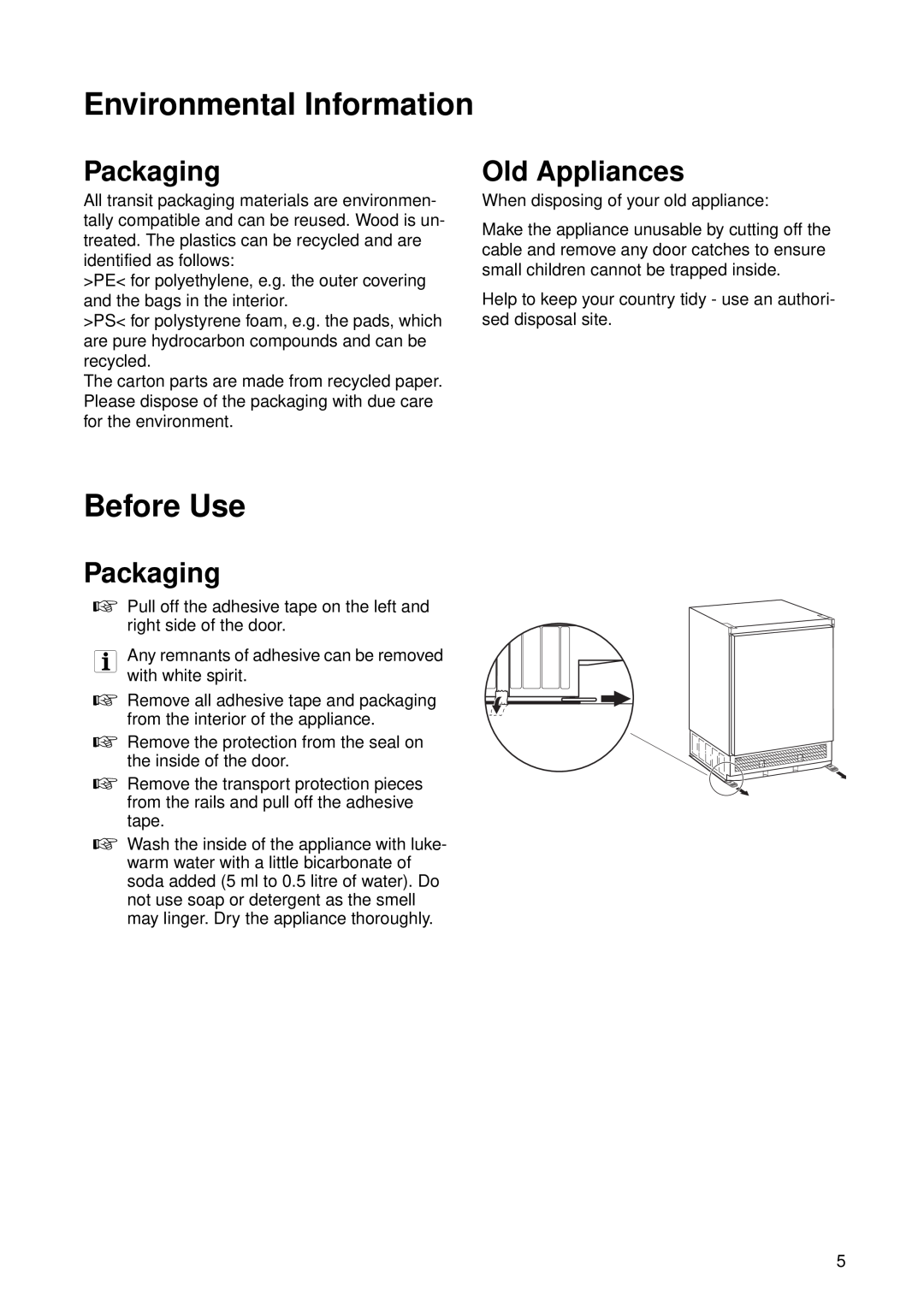 Zanussi ZU 8124 manual Environmental Information, Before Use, Packaging, Old Appliances 