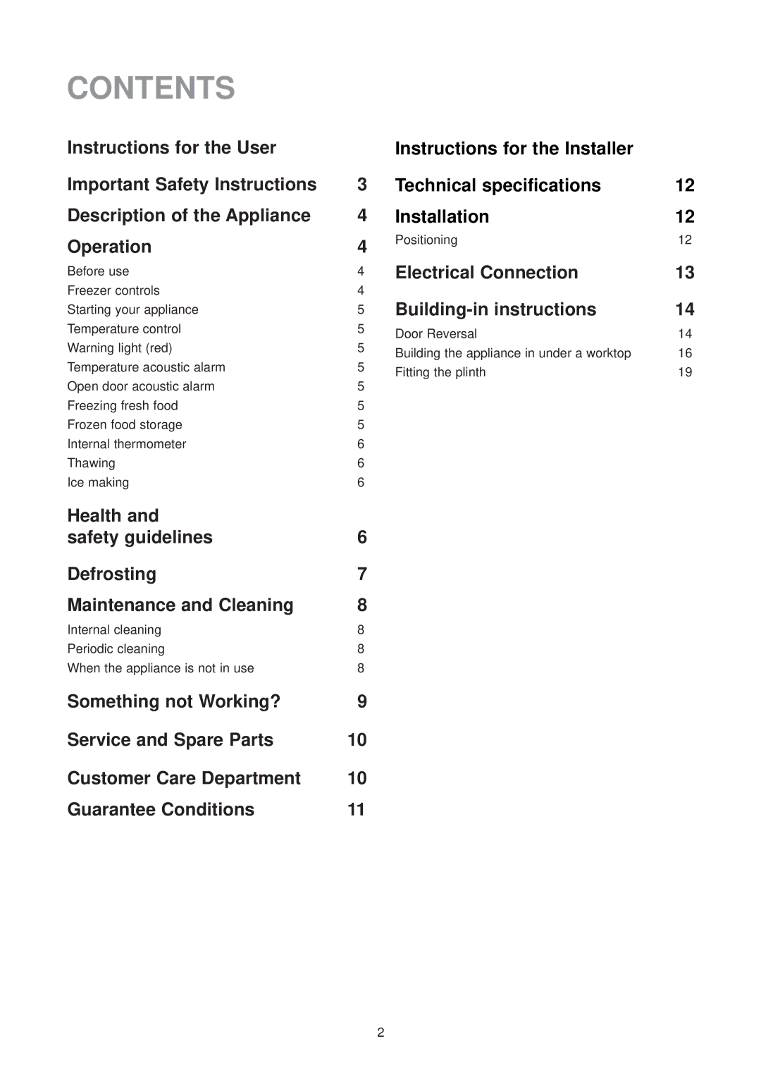 Zanussi ZU 9100 F manual Contents 