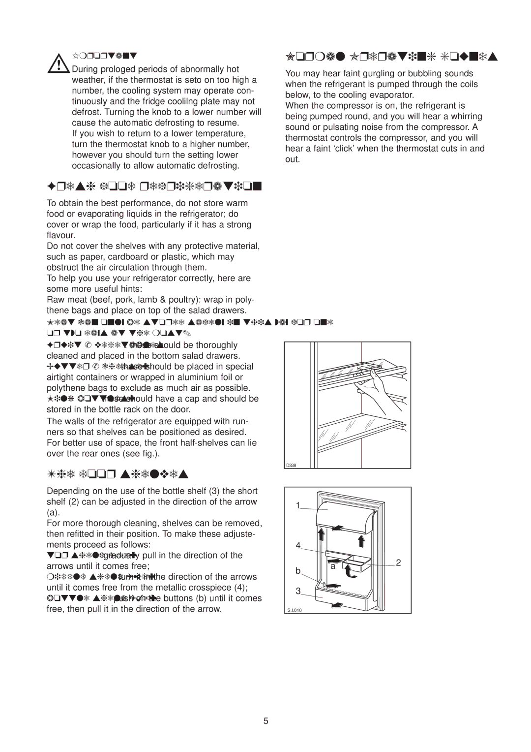 Zanussi ZU 9154 manual Fresh food refrigeration, Door shelves, Normal Operating Sounds 