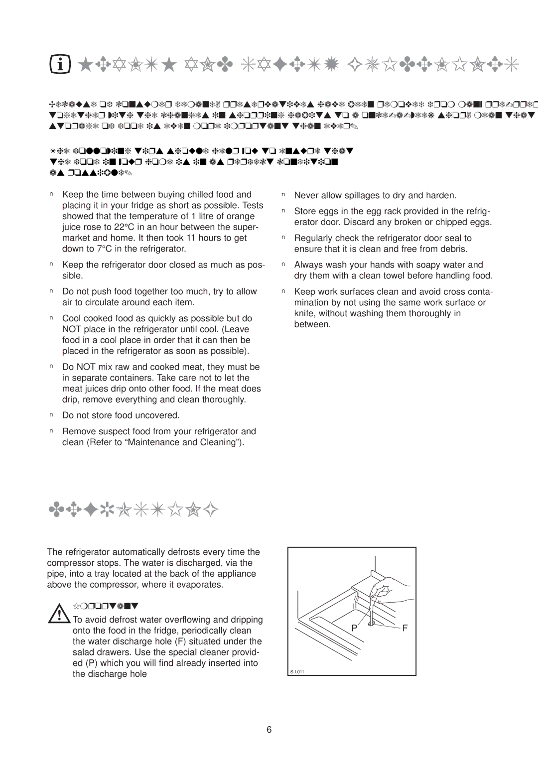 Zanussi ZU 9154 manual Health and Safety Guidelines, Defrosting 