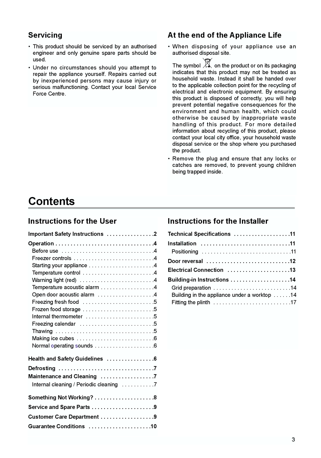 Zanussi ZUD 9100 FA manual Contents 