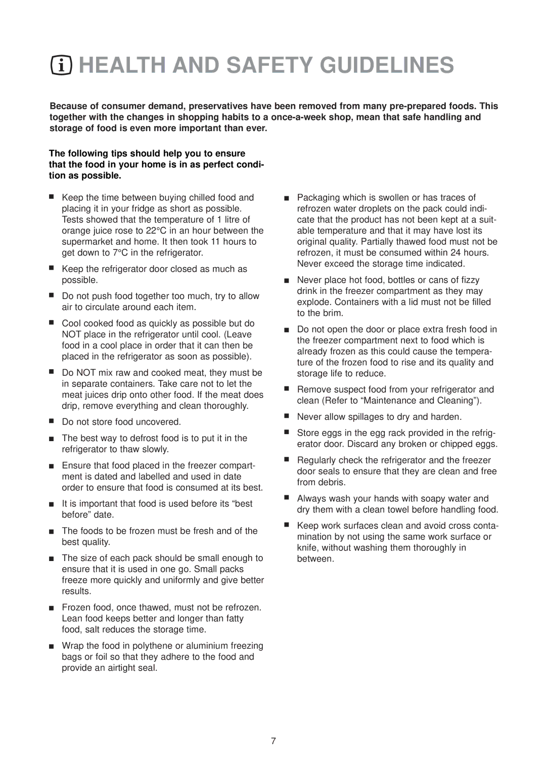 Zanussi ZUD 9124 manual Health and Safety Guidelines 