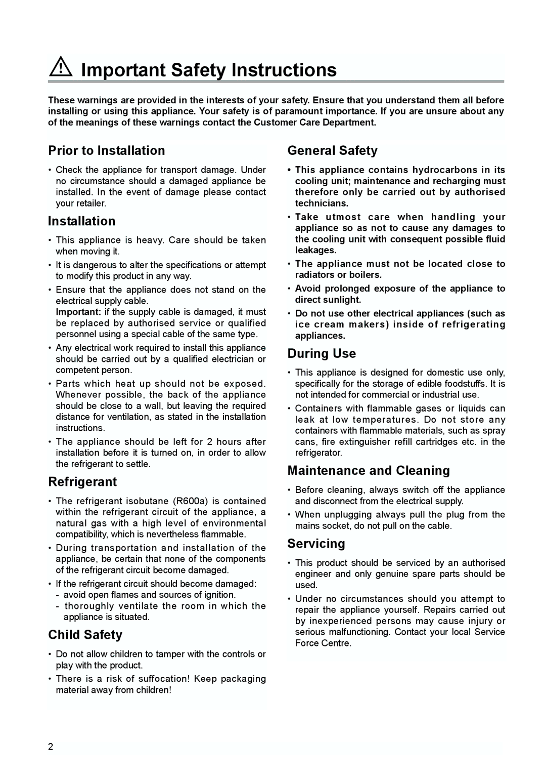 Zanussi ZUD 9154 A manual Important Safety Instructions 