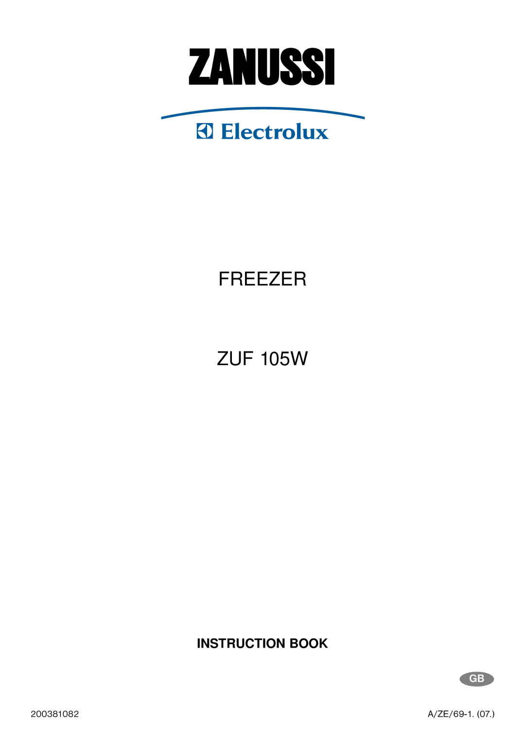 Zanussi ZUF 105W manual Zanussi 