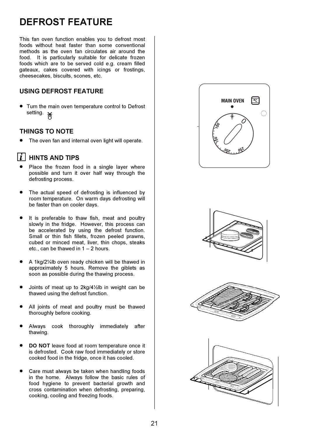 Zanussi ZUF 270 manual Using Defrost Feature 