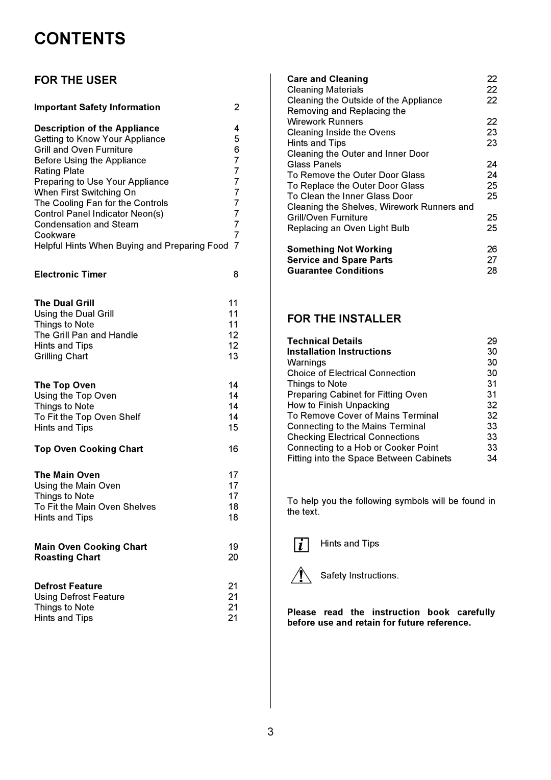 Zanussi ZUF 270 manual Contents 