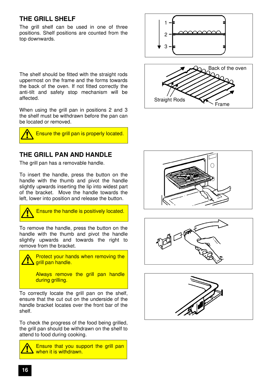 Zanussi ZUG 78 manual Grill Shelf, Grill PAN and Handle 