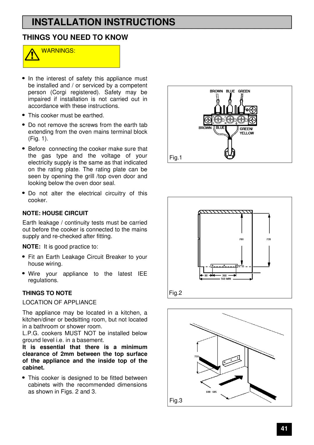 Zanussi ZUG 78 manual Installation Instructions, Things YOU Need to Know 