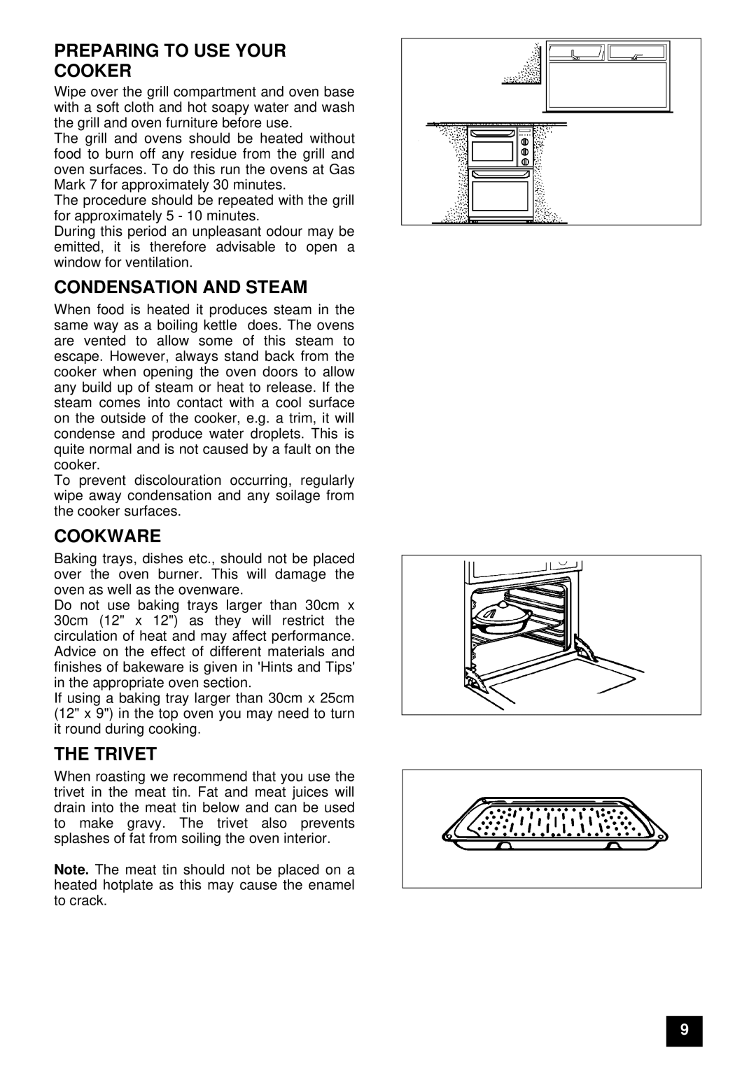 Zanussi ZUG 78 manual Preparing to USE Your Cooker, Condensation and Steam, Cookware, Trivet 