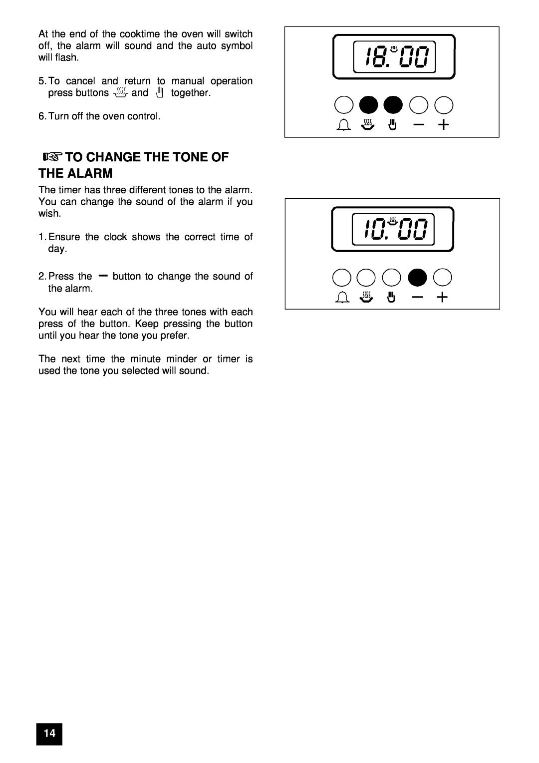 Zanussi ZUG 78 manual To Change The Tone Of The Alarm 