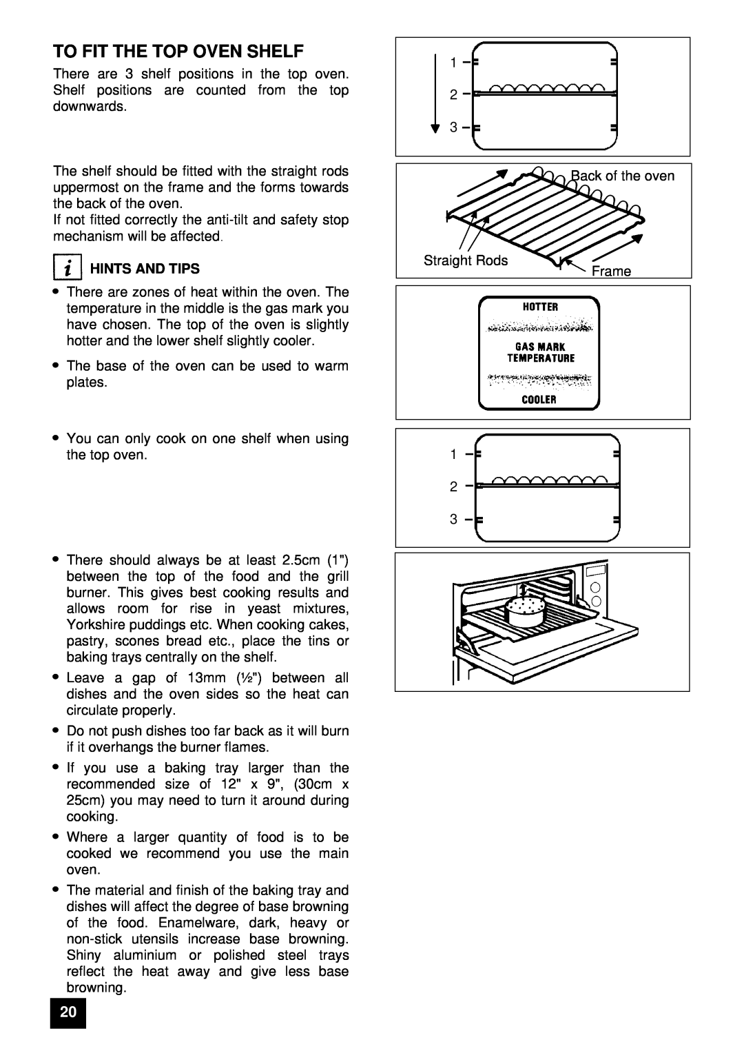 Zanussi ZUG 78 manual To Fit The Top Oven Shelf, Hints And Tips 