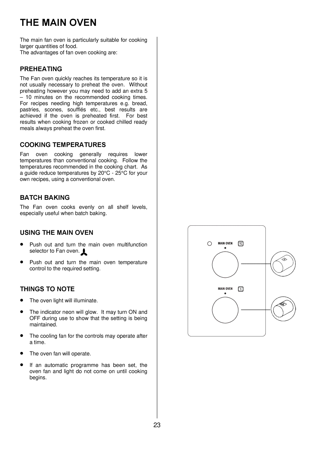 Zanussi ZUQ 875 manual Preheating, Cooking Temperatures, Batch Baking, Using the Main Oven 