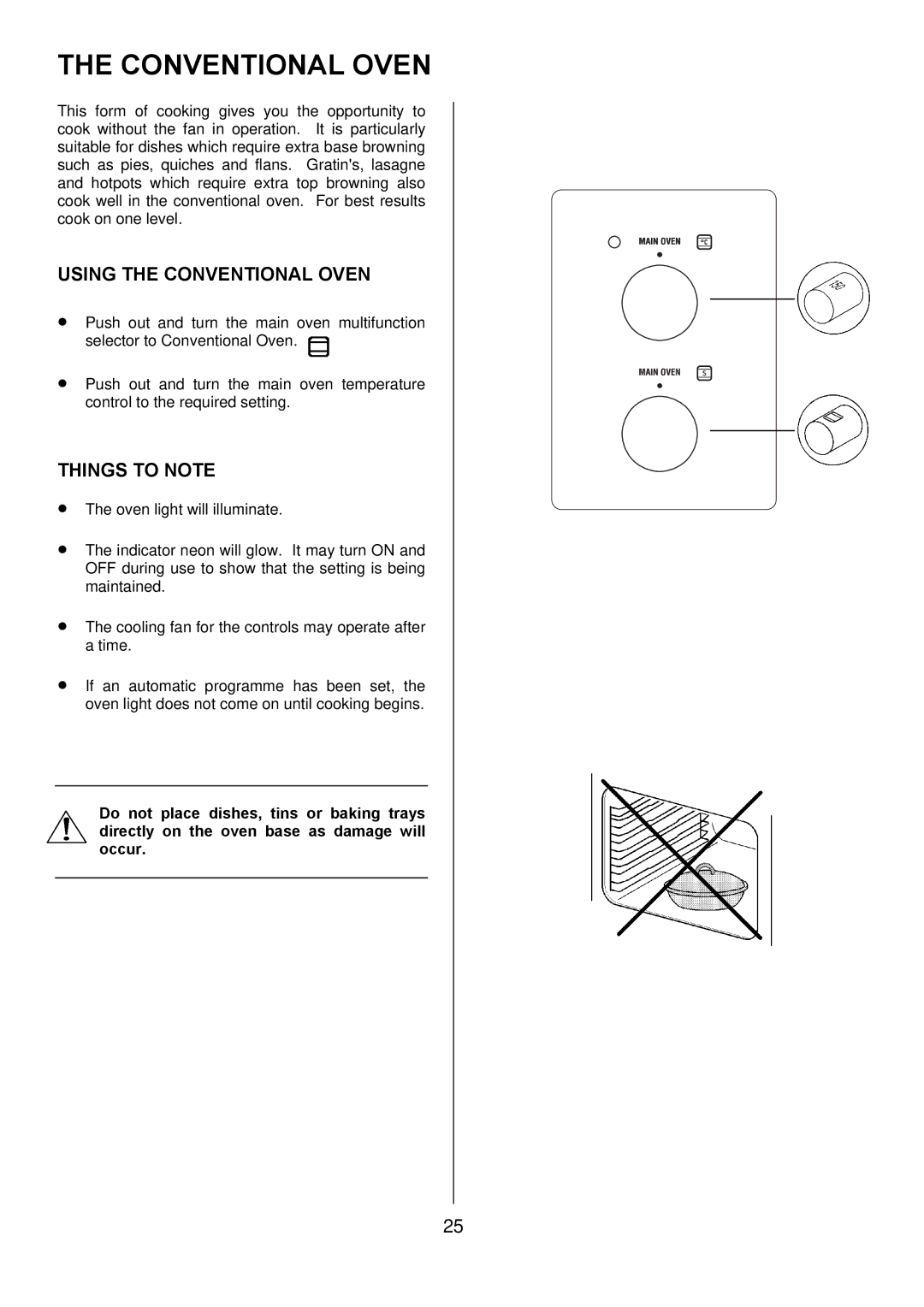 Zanussi ZUQ 875 manual Using the Conventional Oven 