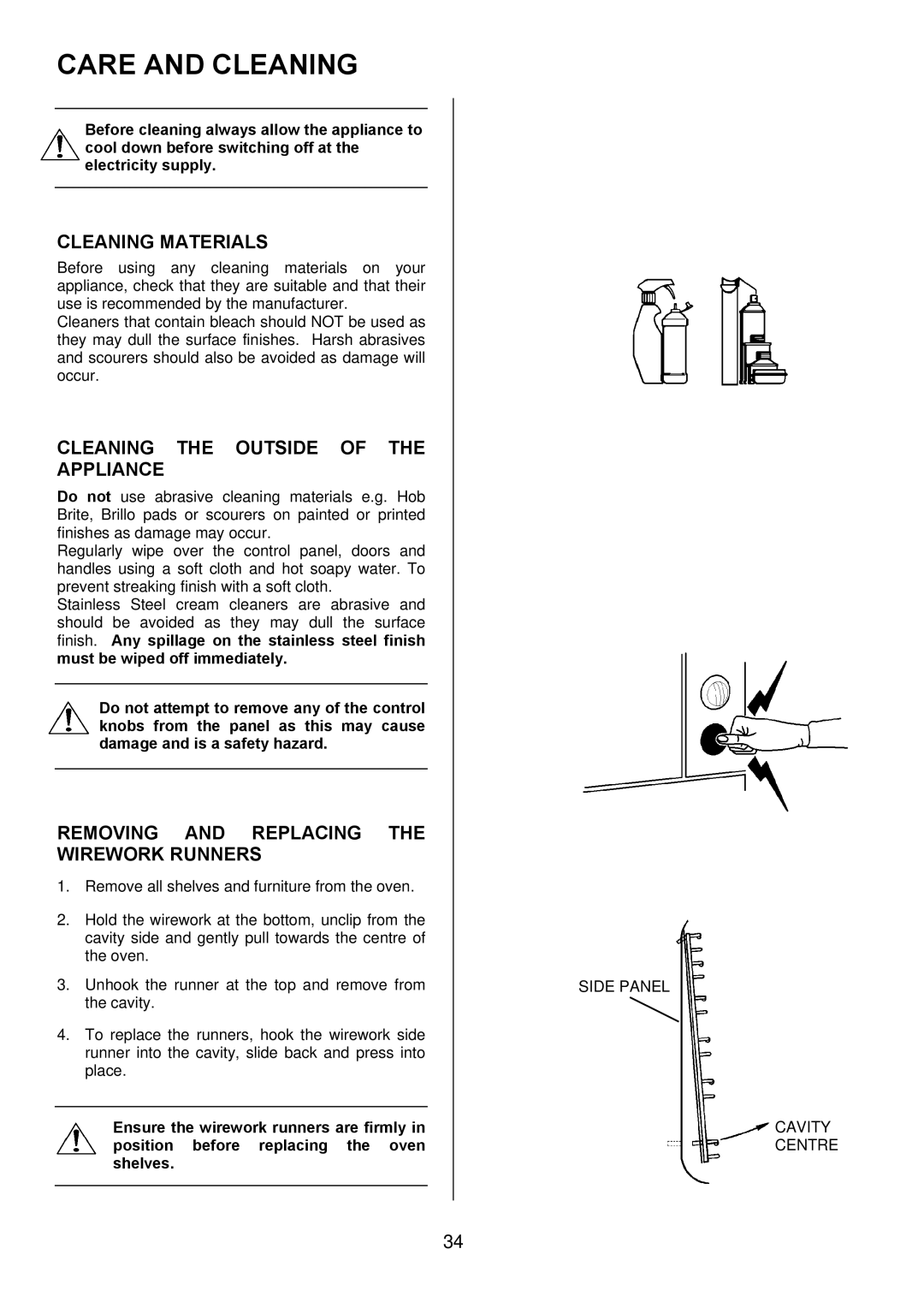 Zanussi ZUQ 875 manual Care and Cleaning, Cleaning Materials, Cleaning the Outside of the Appliance 