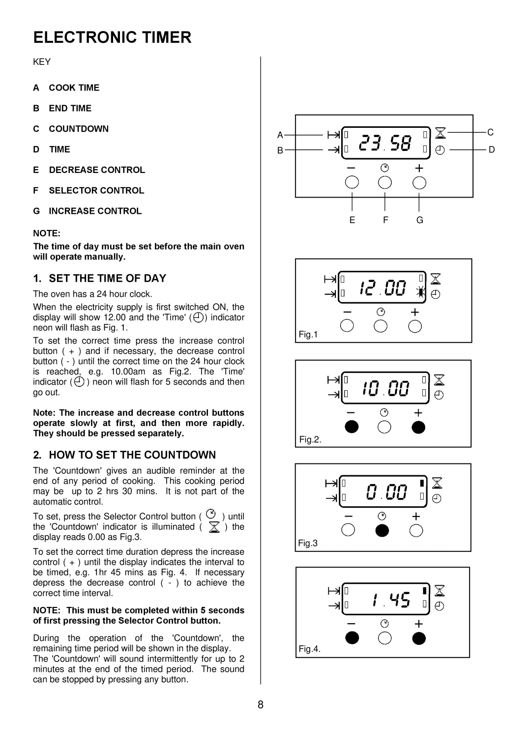 Zanussi ZUQ 875 manual Electronic Timer, SET the Time of DAY, HOW to SET the Countdown 