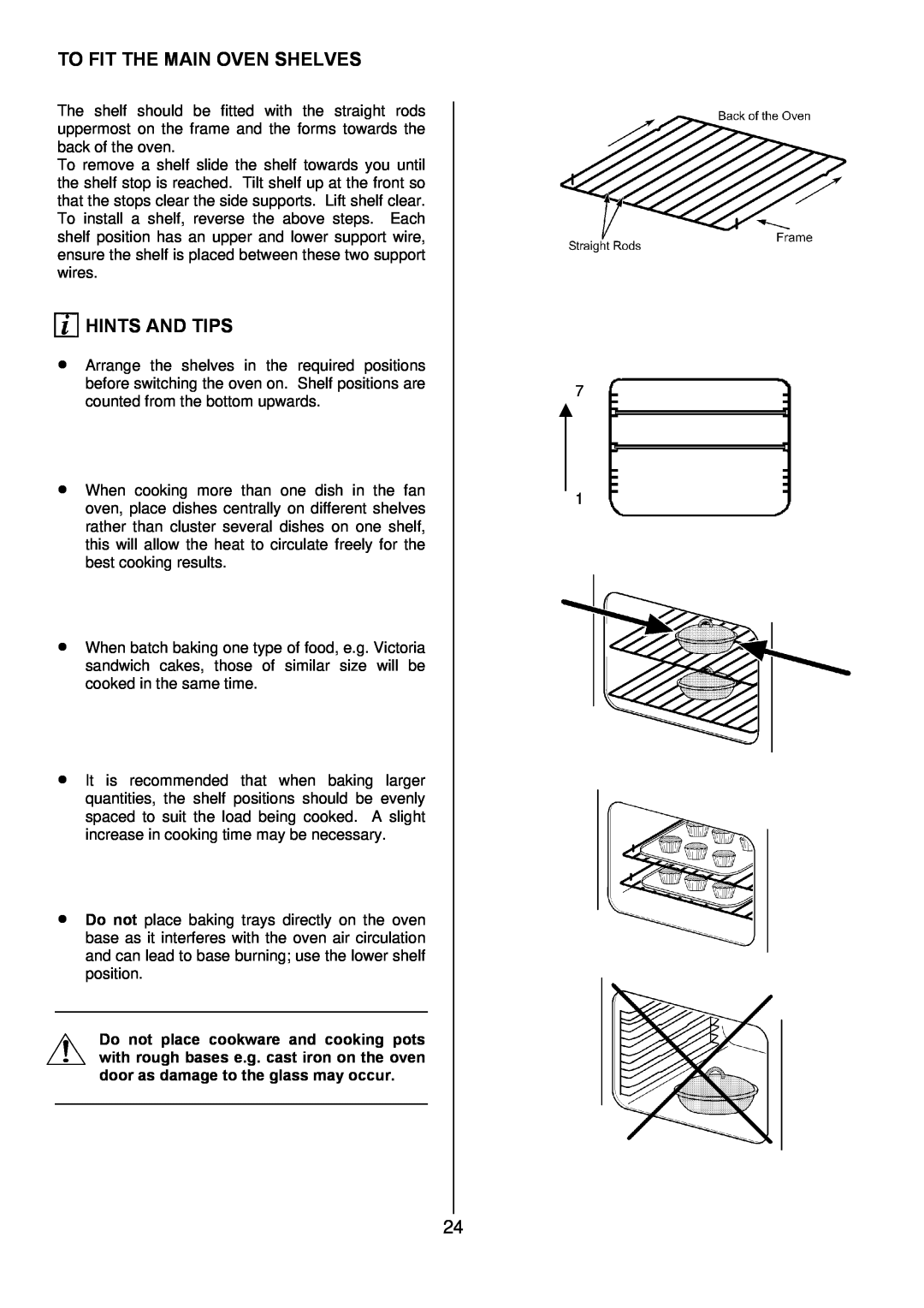 Zanussi ZUQ 875 manual To Fit The Main Oven Shelves, Hints And Tips 